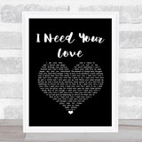 Keane I Need Your Love Black Heart Song Lyric Music Art Print
