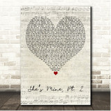 J. Cole Shes Mine, Pt. 2 Script Heart Song Lyric Print