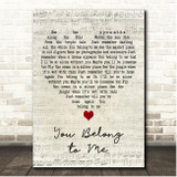 Jason Wade You Belong to Me Script Heart Song Lyric Print