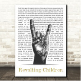 Matilda the Musical Revolting Children Sketch Rock Fist Song Lyric Print
