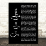 Charlie Puth See You Again Black Script Song Lyric Print