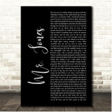 Counting Crows Mr. Jones Black Script Song Lyric Print