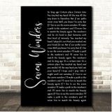 Fleetwood Mac Seven Wonders Black Script Song Lyric Print