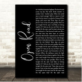 John Cafferty Open Road Black Script Song Lyric Print