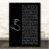 Lionel Richie Easy Black Script Song Lyric Print