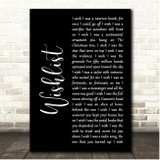 Pearl Jam Wishlist Black Script Song Lyric Print