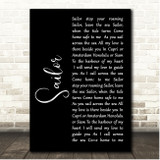 Petula Clark Sailor Black Script Song Lyric Print