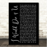 Prince I Would Die 4 U Black Script Song Lyric Print