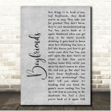 Harry Styles Boyfriends Grey Rustic Script Song Lyric Print