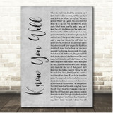 Hillsong UNITED Know You Will Grey Rustic Script Song Lyric Print