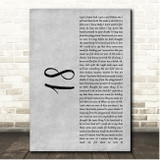 One Direction 18 Grey Rustic Script Song Lyric Print