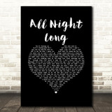 Rainbow All Night Long Black Heart Song Lyric Music Art Print