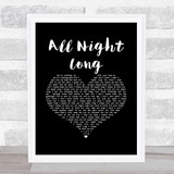 Rainbow All Night Long Black Heart Song Lyric Music Art Print