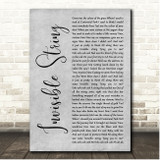 Taylor Swift Invisible String Grey Rustic Script Song Lyric Print