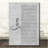 Taylor Swift Seven Grey Rustic Script Song Lyric Print