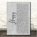 The Rolling Stones Happy Grey Rustic Script Song Lyric Print