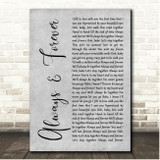 Whitesnake Always & Forever Grey Rustic Script Song Lyric Print
