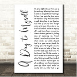 Clifford T. Ward A Day to Myself White Script Song Lyric Print