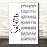 Dave Matthews Band Satellite White Script Song Lyric Print