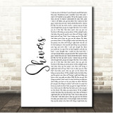 Ed Sheeran Shivers White Script Song Lyric Print
