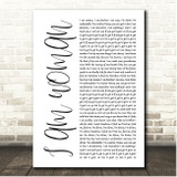Emmy Meli I AM WOMAN White Script Song Lyric Print