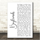Harry Styles Boyfriends White Script Song Lyric Print