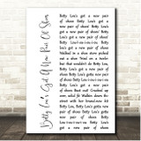 John Cafferty Betty Lous Got A New Pair Of Shoes White Script Song Lyric Print