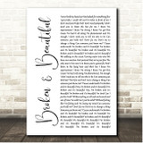Kelly Clarkson Broken & Beautiful White Script Song Lyric Print