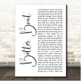 Kenny Chesney Better Boat White Script Song Lyric Print