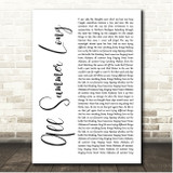 Kid Rock All Summer Long White Script Song Lyric Print