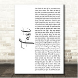 Luke Bryan Fast White Script Song Lyric Print