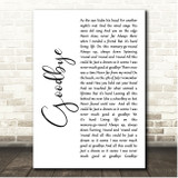 Night Ranger Goodbye White Script Song Lyric Print