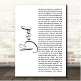 Billie Eilish Bored White Script Song Lyric Print