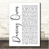 ABBA Dancing Queen White Script Song Lyric Print