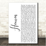Blanca Heaven White Script Song Lyric Print