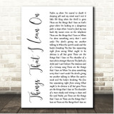 Wynonna & The Big Noise Things That I Lean On White Script Song Lyric Print