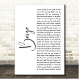 Yoke Lore Beige White Script Song Lyric Print
