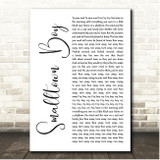Bronski Beat Smalltown Boy White Script Song Lyric Print