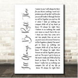 Bryan Adams I'll Always Be Right There White Script Song Lyric Print