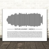 America Ventura Highway Sound Wave Minimal Song Lyric Print