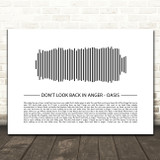 Oasis Don't Look Back In Anger Sound Wave Minimal Song Lyric Print