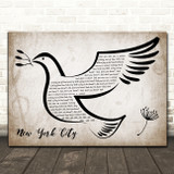 T. Rex New York City Vintage Dove Bird Song Lyric Print