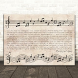Fleetwood Mac Everywhere Vintage Music Notes Script Song Lyric Print