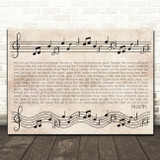 Sleeping At Last North Vintage Music Notes Script Song Lyric Print