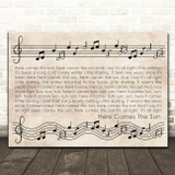 The Beatles Here Comes The Sun Vintage Music Notes Script Song Lyric Print