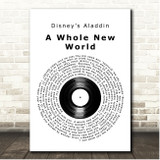 Disneys Aladdin A Whole New World Vinyl Record Song Lyric Print