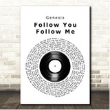 Genesis Follow You Follow Me Vinyl Record Song Lyric Print