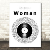 John Lennon Woman Vinyl Record Song Lyric Print
