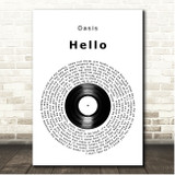 Oasis Hello Vinyl Record Song Lyric Print