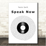 Taylor Swift Speak Now Vinyl Record Song Lyric Print